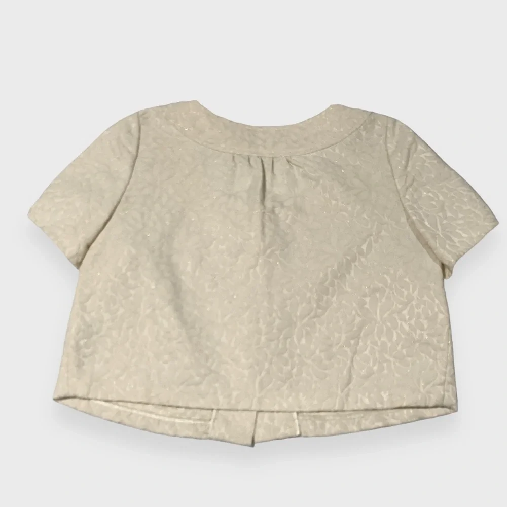 a.n.a Cropped Short Sleeve Jacket Womens Off White | Gold Thread | Size Large - Picture 6 of 10